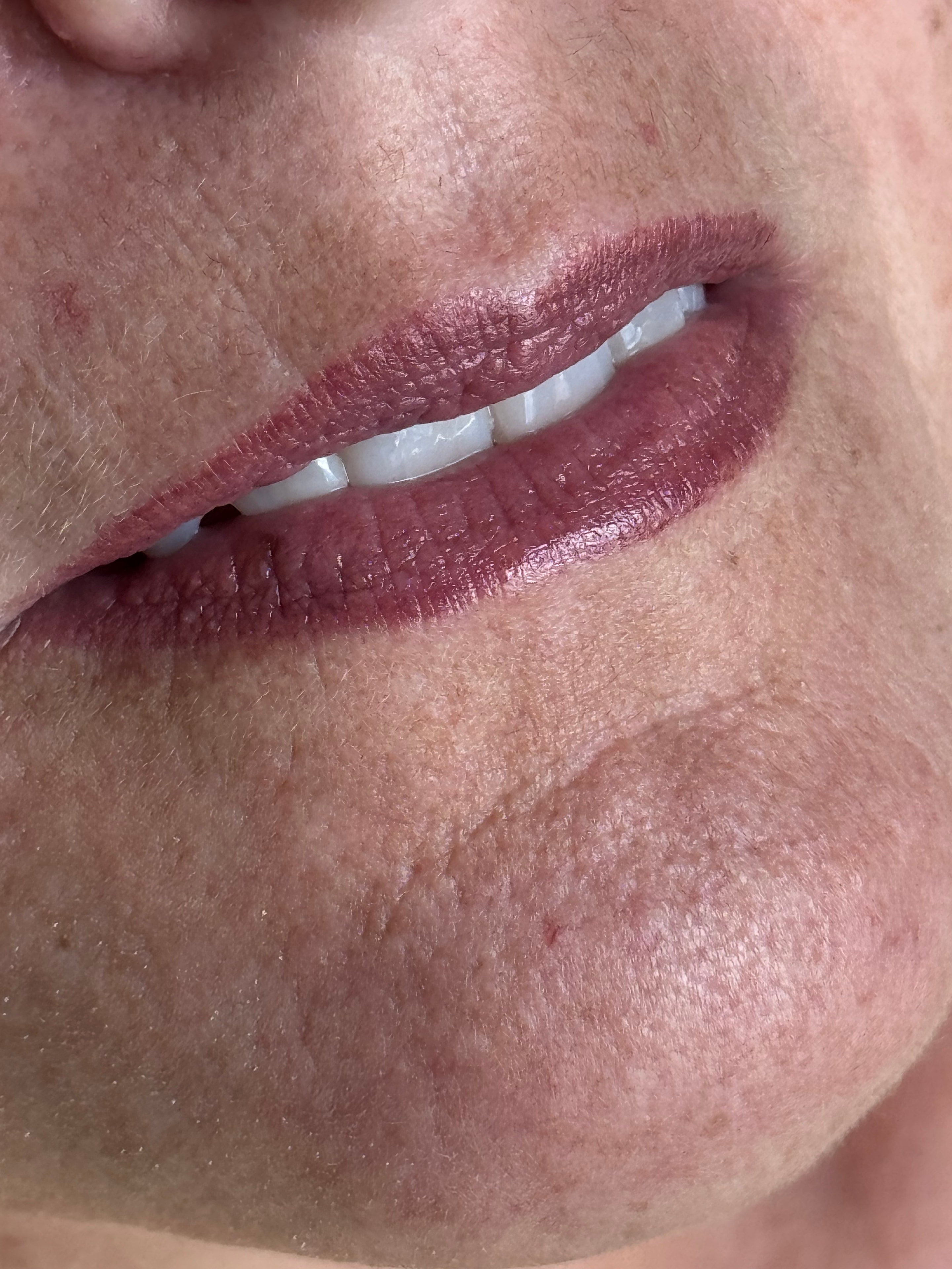 Deep berry lip blush — bold, saturated result.